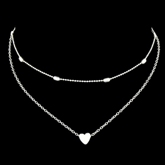 Happy Thoughts Jewelry - Silver Heart Layered Necklace ❤